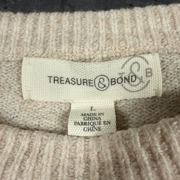 Treasure & Bond Oatmeal Oversized Knit Sweater Women’s Large Wool Blend Cosy - Picture 3 of 9